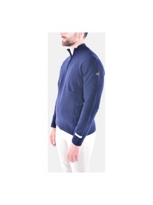 Jersey cuello alto de lana con cremallera de tela jersey Paul & Shark azul