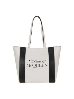 Shopperka skórzana Alexander Mcqueen biała