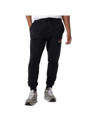 Spodnie sportowe bawełniane klasyczne z paskiem New Balance - сzarny