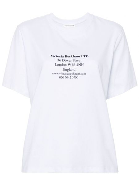 Raštuotas medvilninis marškinėliai Victoria Beckham balta
