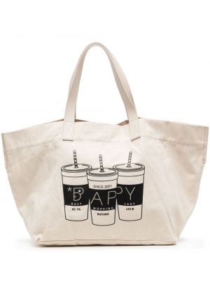 Βαμβακερή τσάντα shopper με σχέδιο Bapy By *a Bathing Ape® μπεζ