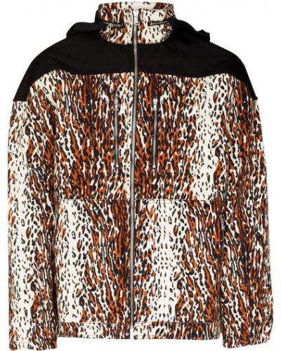 Bomber jakna s kapuco s potiskom z leopardjim vzorcem Phipps črna