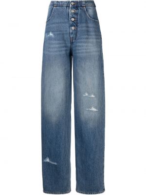 Straight fit džíny s oděrkami Mm6 Maison Margiela modré