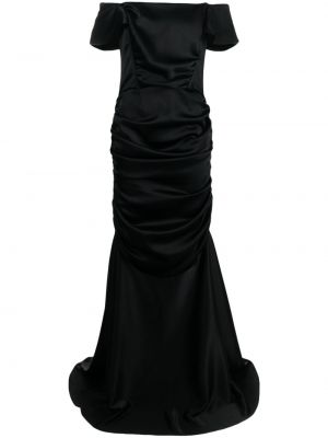 Вечерна рокля с драперии Almaz черно