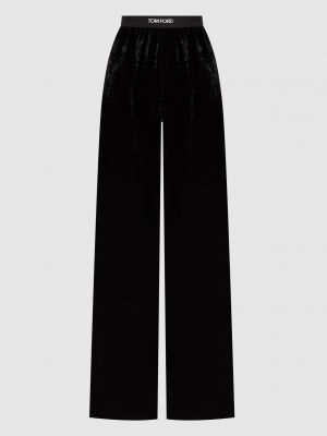 Велюровые прямые брюки Tom Ford черные