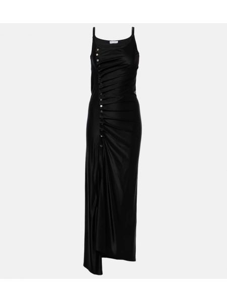 Sukienka długa z dżerseju drapowana Rabanne czarna