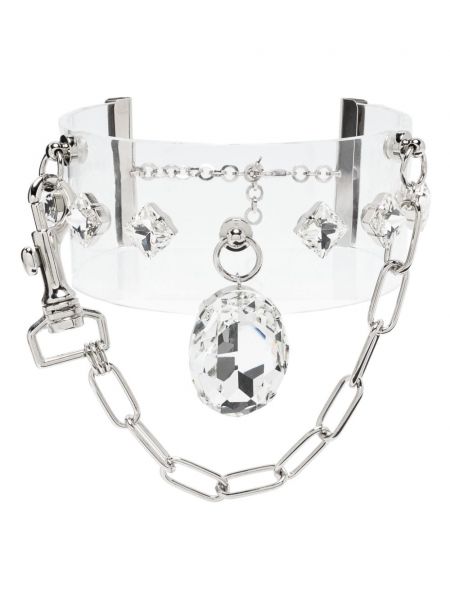 Prozorna ogrlica s kristali Alessandra Rich srebrna