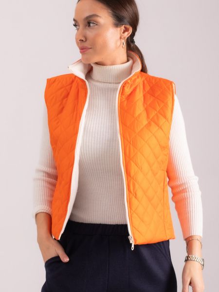 Prošívaná vesta na zip s kapsami Armonika oranžová