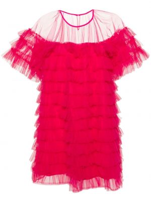 Midi haljina s volanima Molly Goddard ružičasta