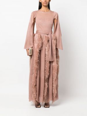 Hedvábné večerní šaty z peří Antonino Valenti růžové