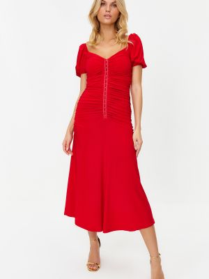 Pletené priliehavé večerné šaty Trendyol červená