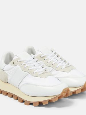 Sneakers in pelle scamosciata con platform in mesh Tod's bianco