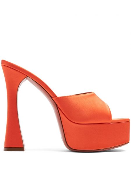 Сатенени сандали на платформе Amina Muaddi оранжево