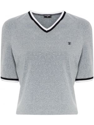T-shirt mit v-ausschnitt Chanel Pre-owned grau