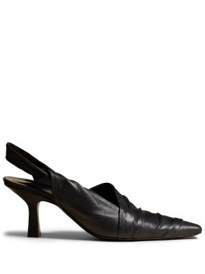 Кожени полуотворени обувки Khaite черно