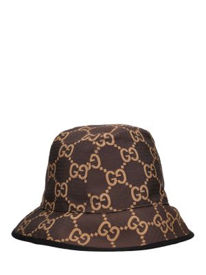 Nylonowy kapelusz Gucci brązowy