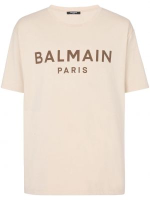 Тениска с принт Balmain бежово