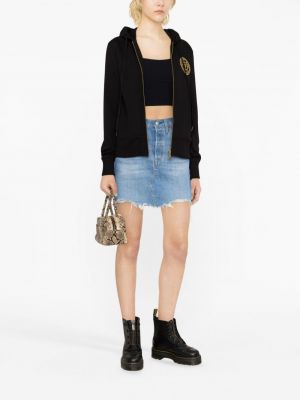 Haftowana bluza z kapturem bawełniana Versace Jeans Couture czarna