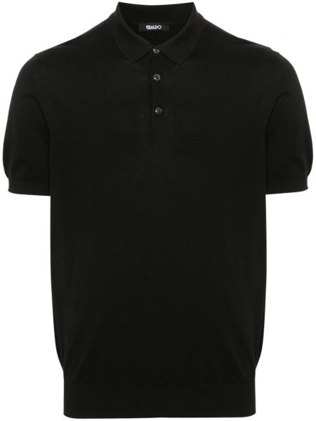 Плетена памучна поло тениска Eraldo черно