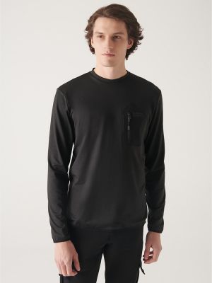 Polo marškinėliai slim fit ilgomis rankovėmis Avva juoda