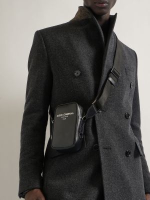 Bőr crossbody táska Dolce & Gabbana fekete