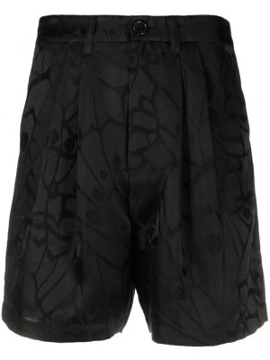 Svilene kratke hlače s cvetličnim vzorcem Anine Bing črna