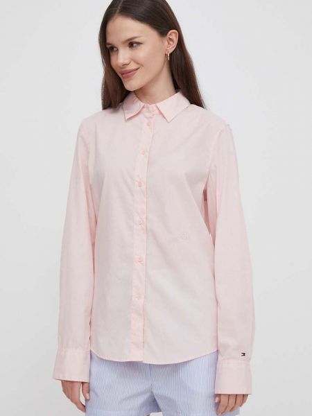 Pamučna košulja Tommy Hilfiger ružičasta