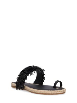 Kožené sandály s třásněmi z imitace kůže Stella Mccartney černé