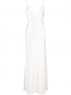 Jedwabna sukienka długa w kwiatki Mach & Mach biała