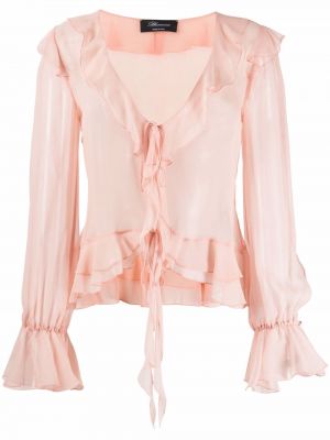 Blusa de seda con volantes Blumarine rosa