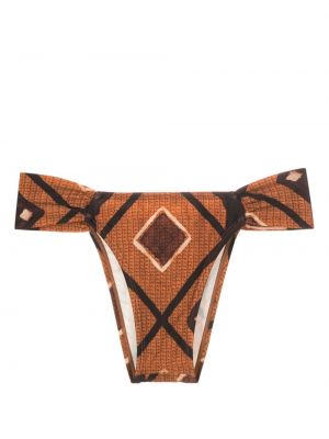 Bikini cu imagine cu imprimeu geometric drapat Lenny Niemeyer maro