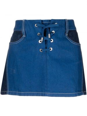Čipkovaná šnurovacia džínsová sukňa Dion Lee modrá