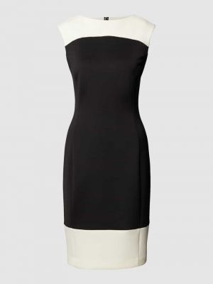 Sukienka midi z okrągłym dekoltem neoprenowa dopasowana Calvin Klein Womenswear czarna
