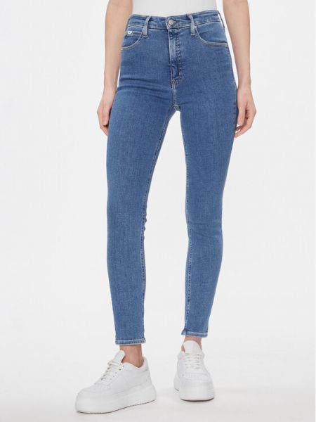 Magas derekú skinny farmernadrág Calvin Klein Jeans kék
