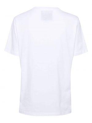 Kokvilnas t-krekls ar apdruku ar sirsniņām Moschino balts