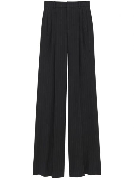 Pantaloni cu dungi cu croială lejeră Saint Laurent negru