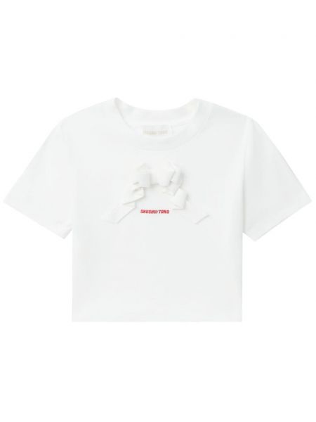 Bavlnené tričko s mašľou Shushu/tong biela
