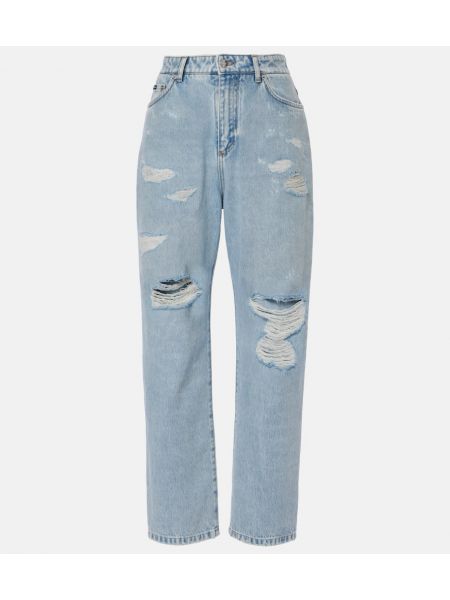 Bedrövad låg midja straight leg-jeans Dolce&gabbana blå