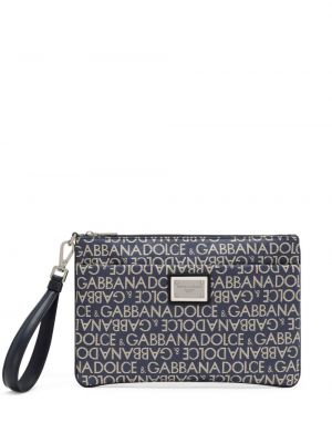 Žakárová listová kabelka Dolce & Gabbana modrá