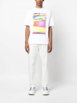 Mustriline puuvillased t-särk Calvin Klein Jeans valge