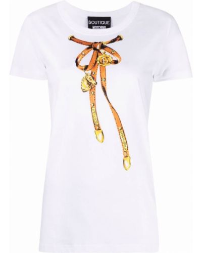 Camiseta con lazo con estampado Boutique Moschino blanco