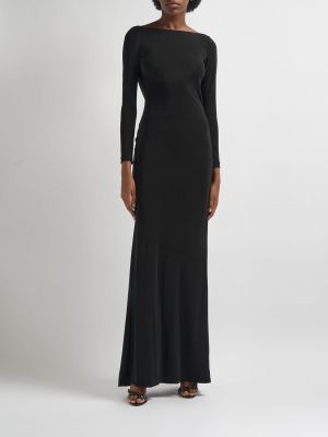 Viskózové dlouhé šaty s otevřenými zády jersey Dsquared2 černé