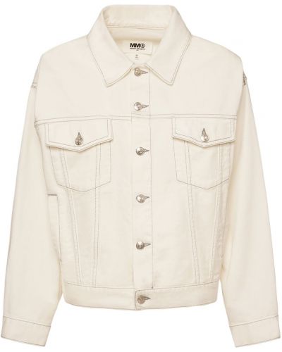 Bavlnená džínsová bunda Mm6 Maison Margiela biela