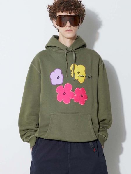 Hoodie s kapuljačom s cvjetnim printom Maharishi zelena