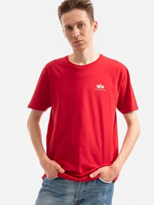 Памучна тениска с дълъг ръкав с принт Alpha Industries червено