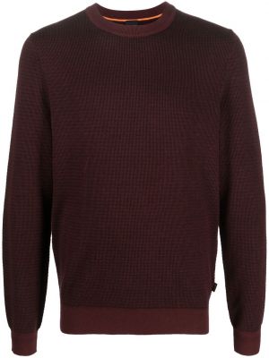 Меланжов пуловер Boss червено
