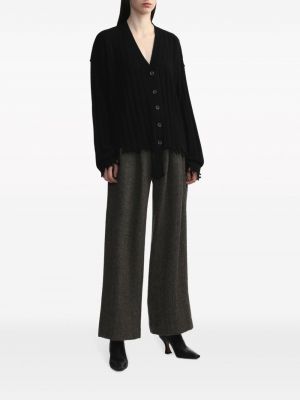 Pantalon en laine à motif chevrons plissé Uma Wang noir