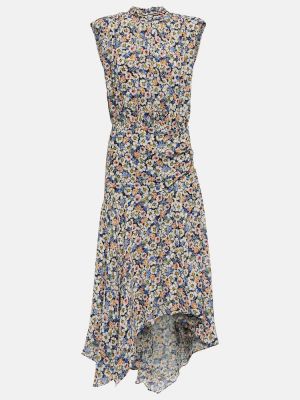 Svilena midi obleka s cvetličnim vzorcem Veronica Beard