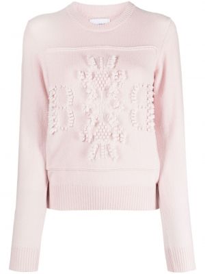 Kašmira džemperis ar izšuvumiem Barrie rozā