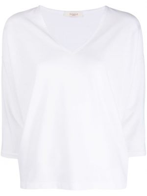 Памучна тениска с v-образно деколте Zanone бяло